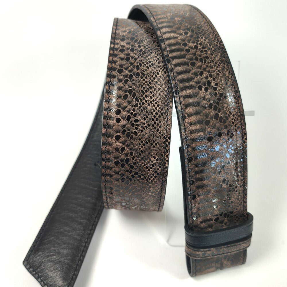Ceinture reversible femme Serpent marron / Noir